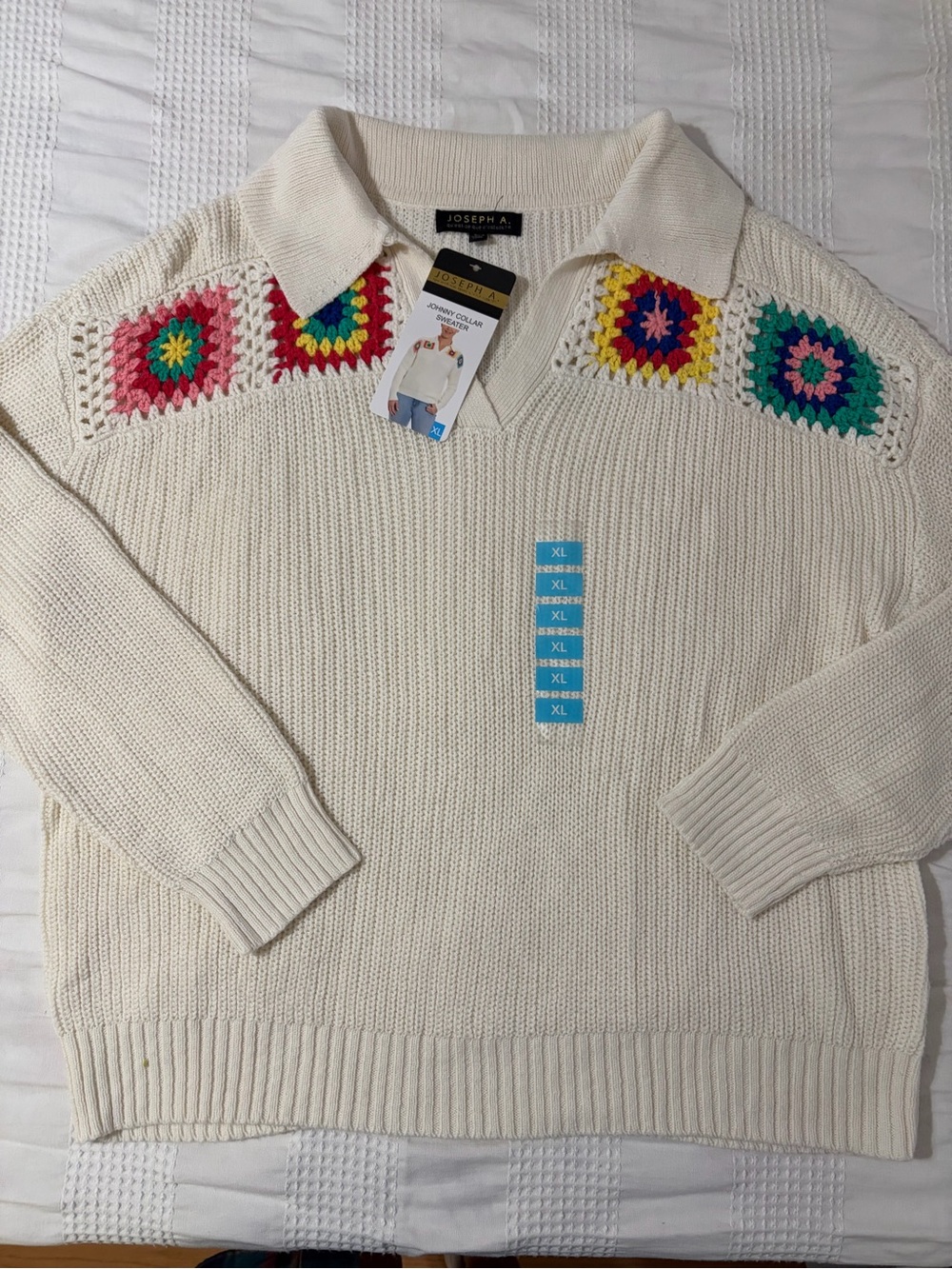 Joseph a Johnny collar sweater, crochet women’s XL nwt